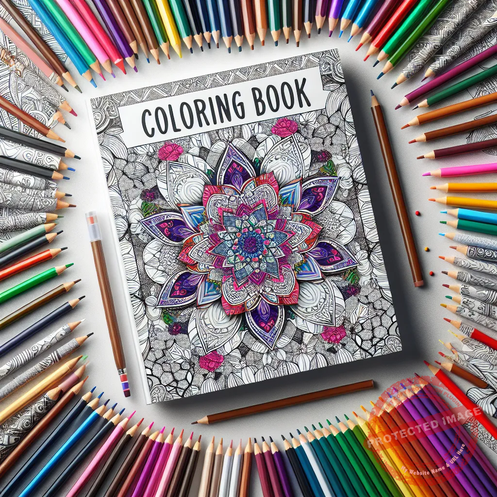 colored pencils and coloring book